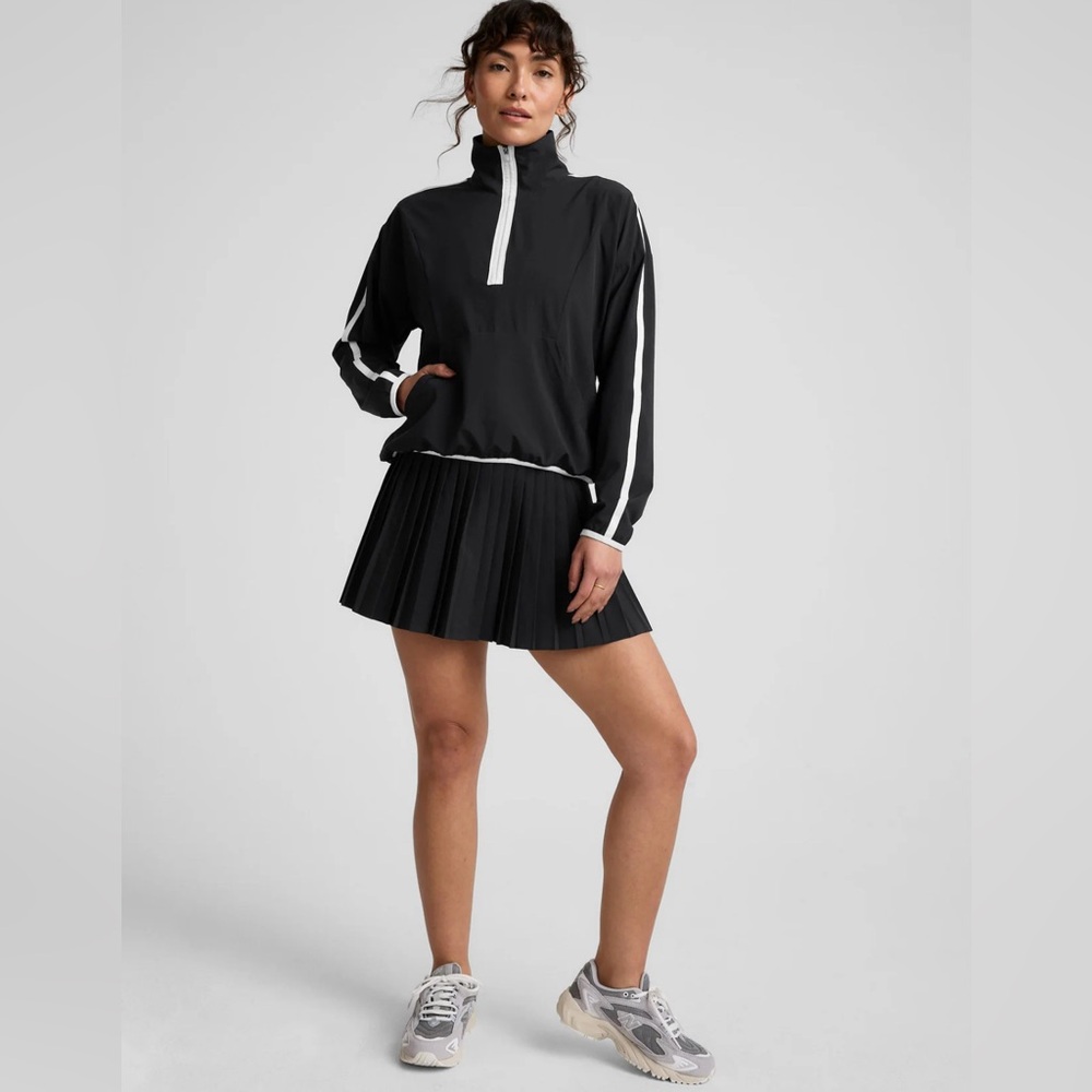NWT Beyond Yoga Stretch Woven Course Contrast Half Zip Pullover size L black